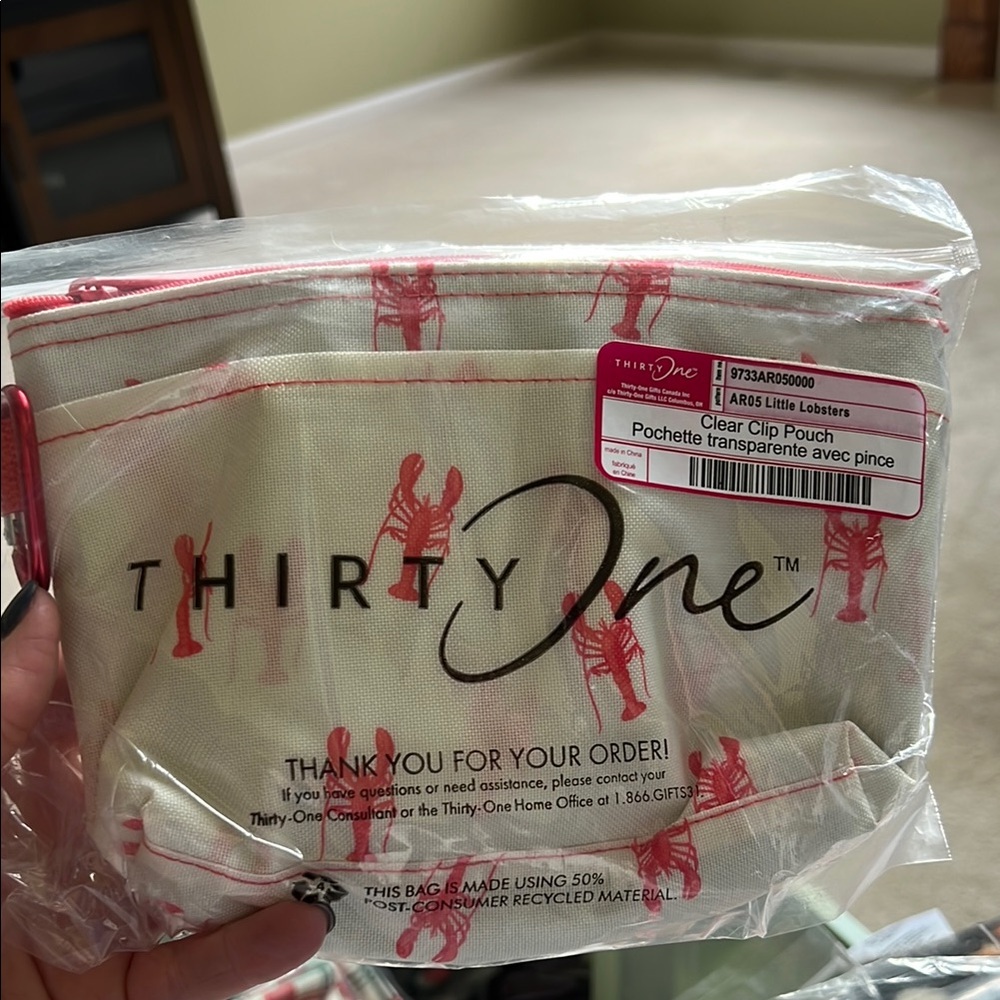 Thirty-One Clear Clip Pouch - Little Lobsters